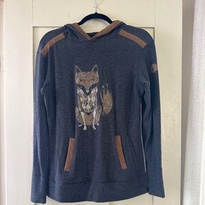 Chestnut Bay Fox Graphic Hoodie • Charcoal Brown • Size Medium